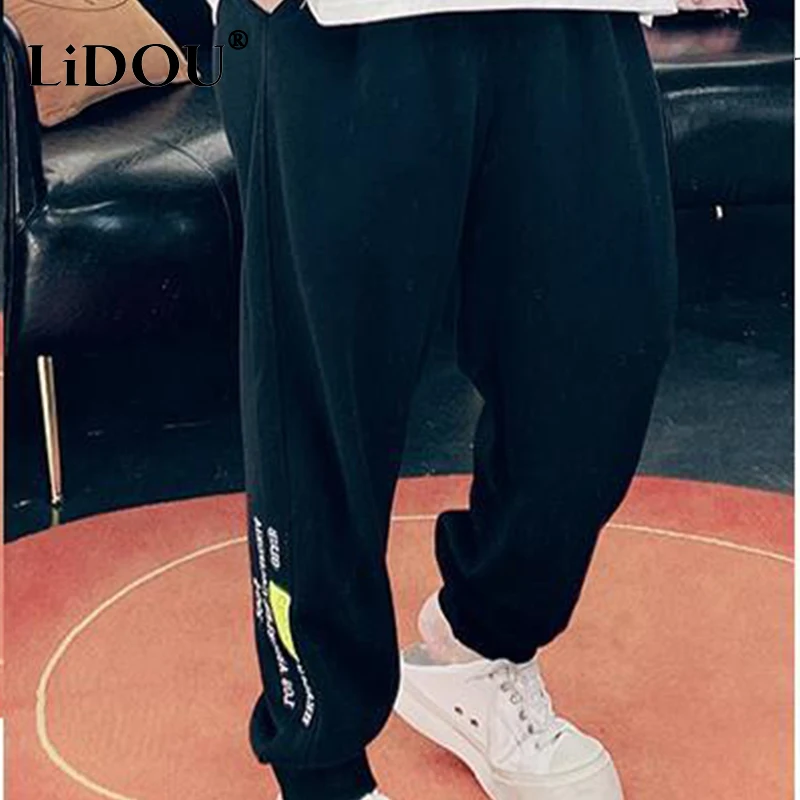 2023 Autumn Spring New Korean Pants Student Trousers Casual Simple Sports Corset Solid Color Plus Size Sweatpants Women Bottom