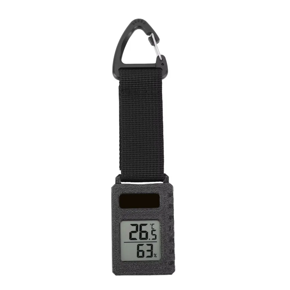 Rechargeable Solar Thermometer Hygrometer Compact Size Ultra Light Mini Hygrometer Digital Screen Sturdy Hook