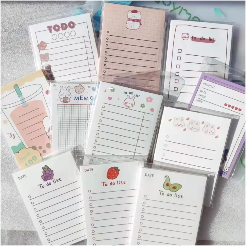 

50 Sheets To Do List Memo Pad Cute School Stationery Notes ins Portable Notepad Office Supply Fruit Notebook Message Note Book