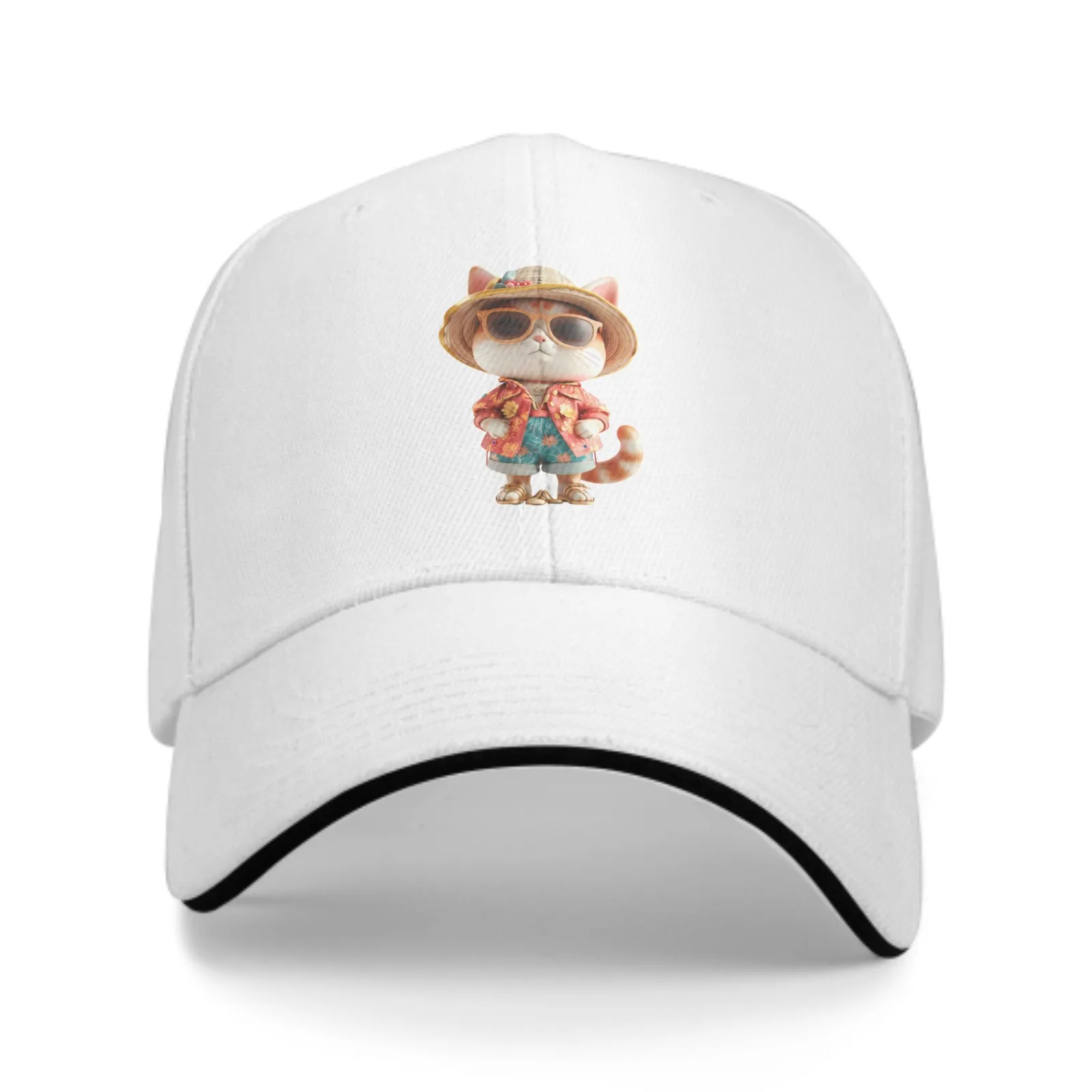 Hawaiian Style Cat Baseball Cap Stamping Printing Sandwich Duck Tongue Hat Spring Summer Fashion Washed Sports Outdoor Travel