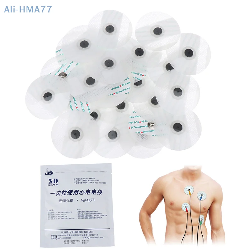 50Pcs/Bag Electrode Patch Medical Disposable ECG EKG Accessories Non-Woven Electrode Pads Electrocardiogram Muscle Stimulator