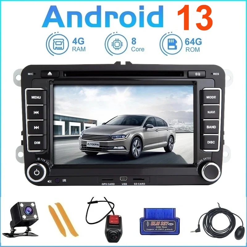 ZLTOOPAI Car Multimedia Player 2 Din Android 13 Car DVD Player For VW/Volkswagen/Golf/Polo/Tiguan/Passat/SEAT/Leon Autoradio