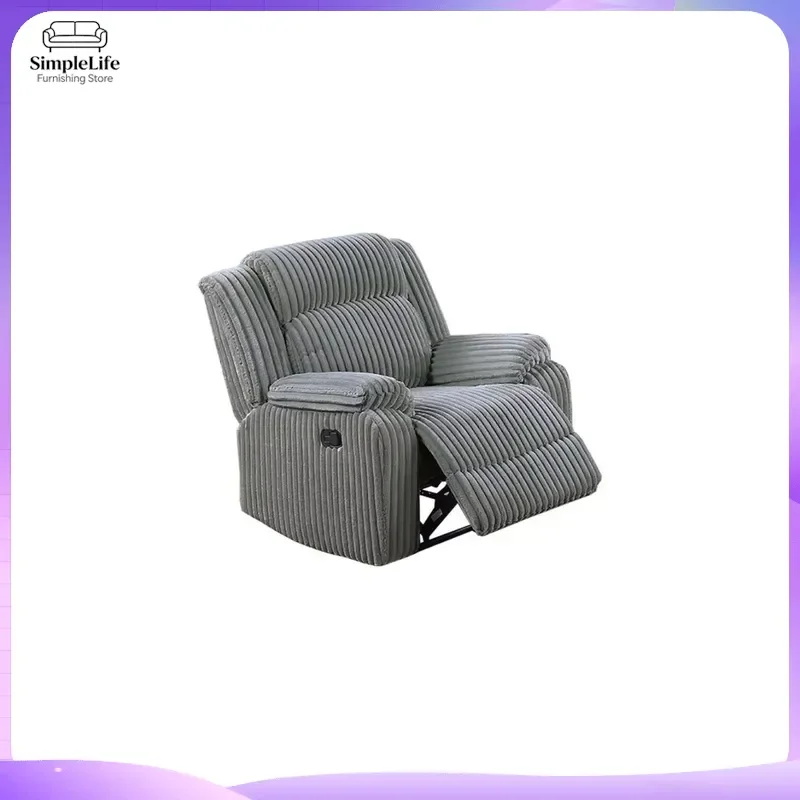 Plush Corduroy Lounge Chair Smoke Gray Textured Recliner Chair for Living Room Bedroom Home Office Ergonomic Relaxation Chair