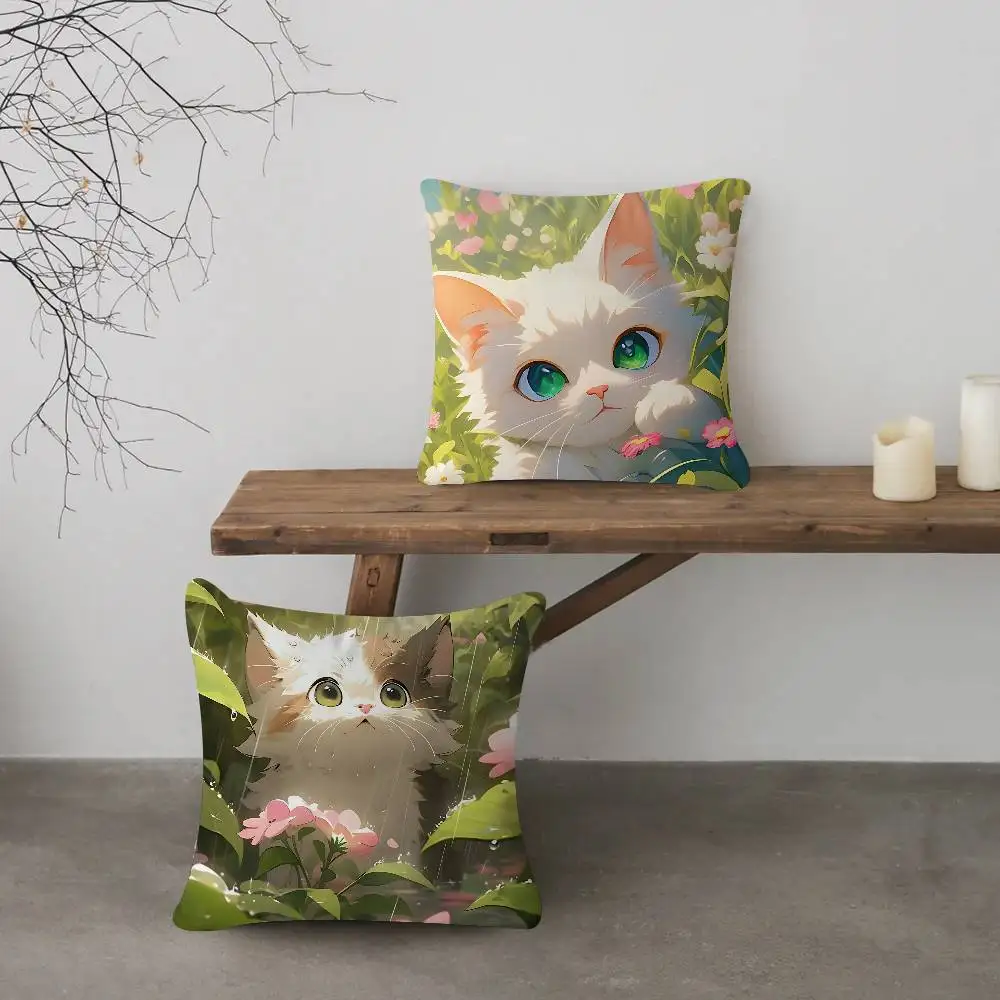 

Cats Flower Pillow Cover For Bedroom Room And Living Room Sofa Decorative Cushion Cover