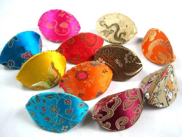 

Cute Vintage Shell Shape Ring Jewelry Boxes Packaging Cardboard Mini Box Chinese Silk brocade Coin Storage Case 20pcs/lot