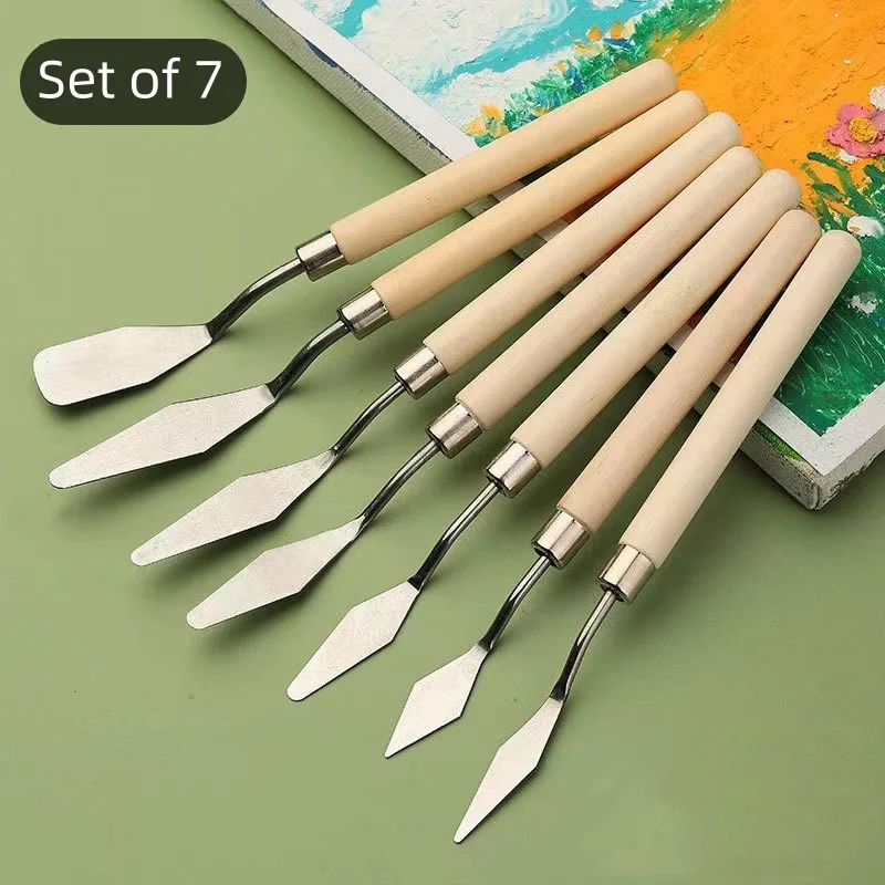 Simple art scraper gouache acrylic scraper oil painting knife paint scraper 7 sets