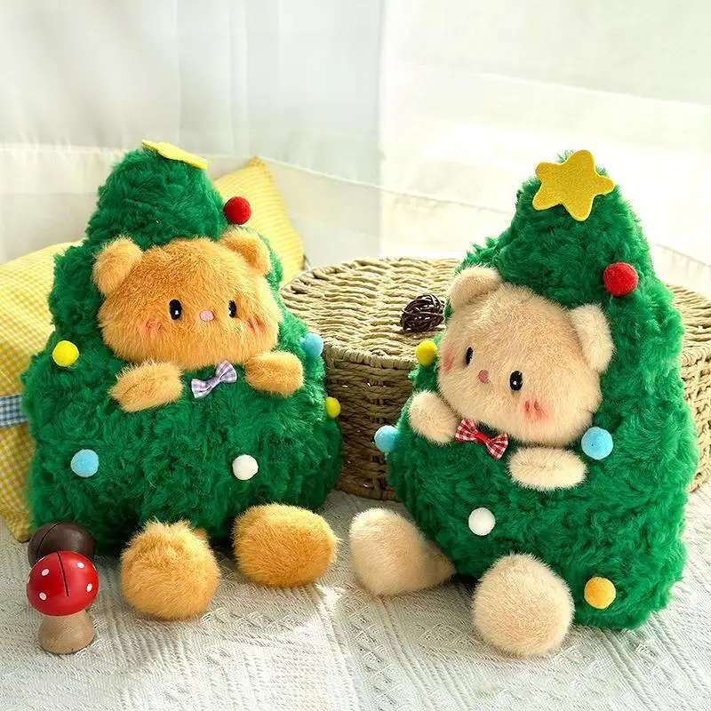 Christmas Bear Plush Cute Butter Bear Plush Toys Christmas Tree Bear Plush Dolls Holiday Bear Christmas Plushies Gifts For Kids