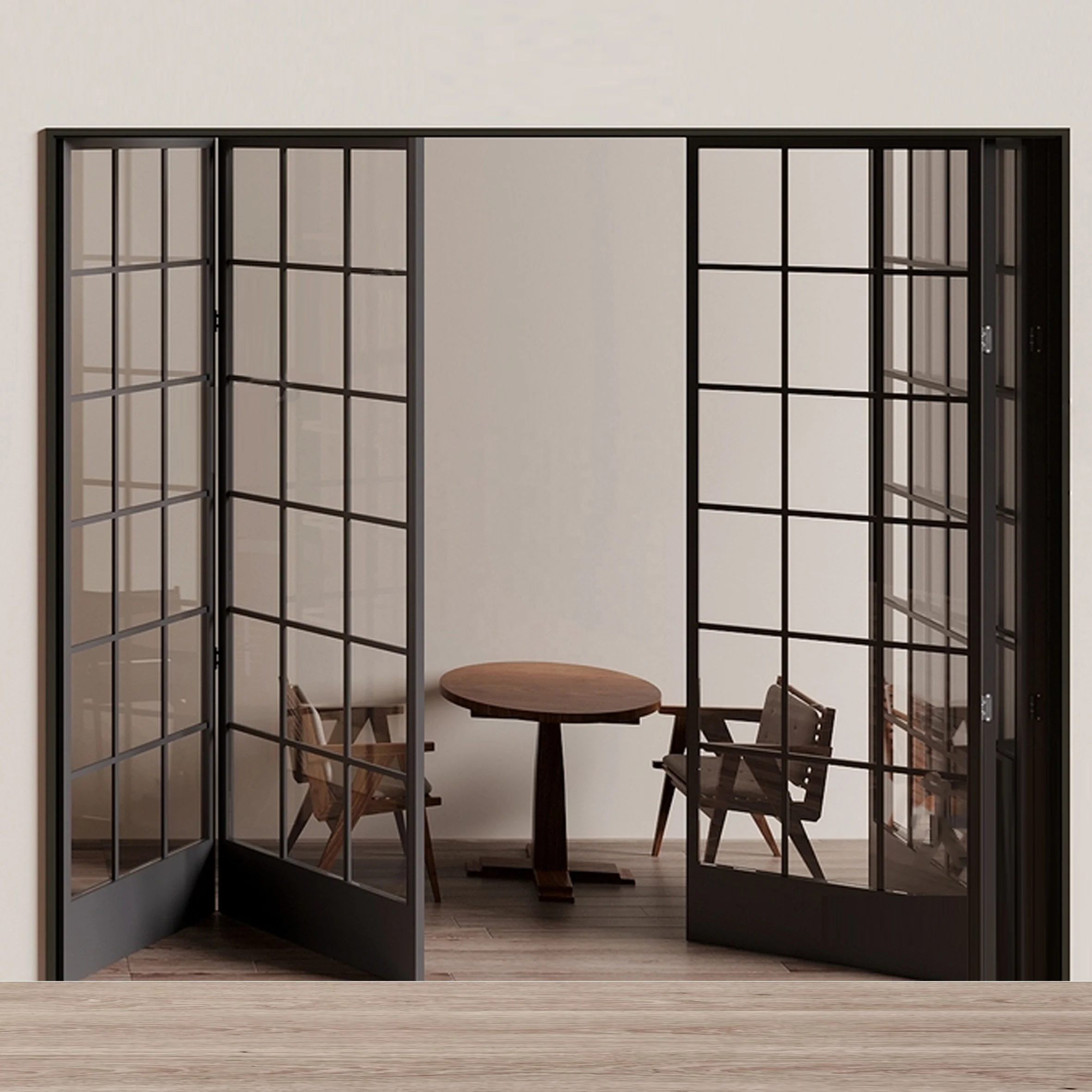 Aluminum interior folding door with split-bar aluminum soundproof double-fold patio door
