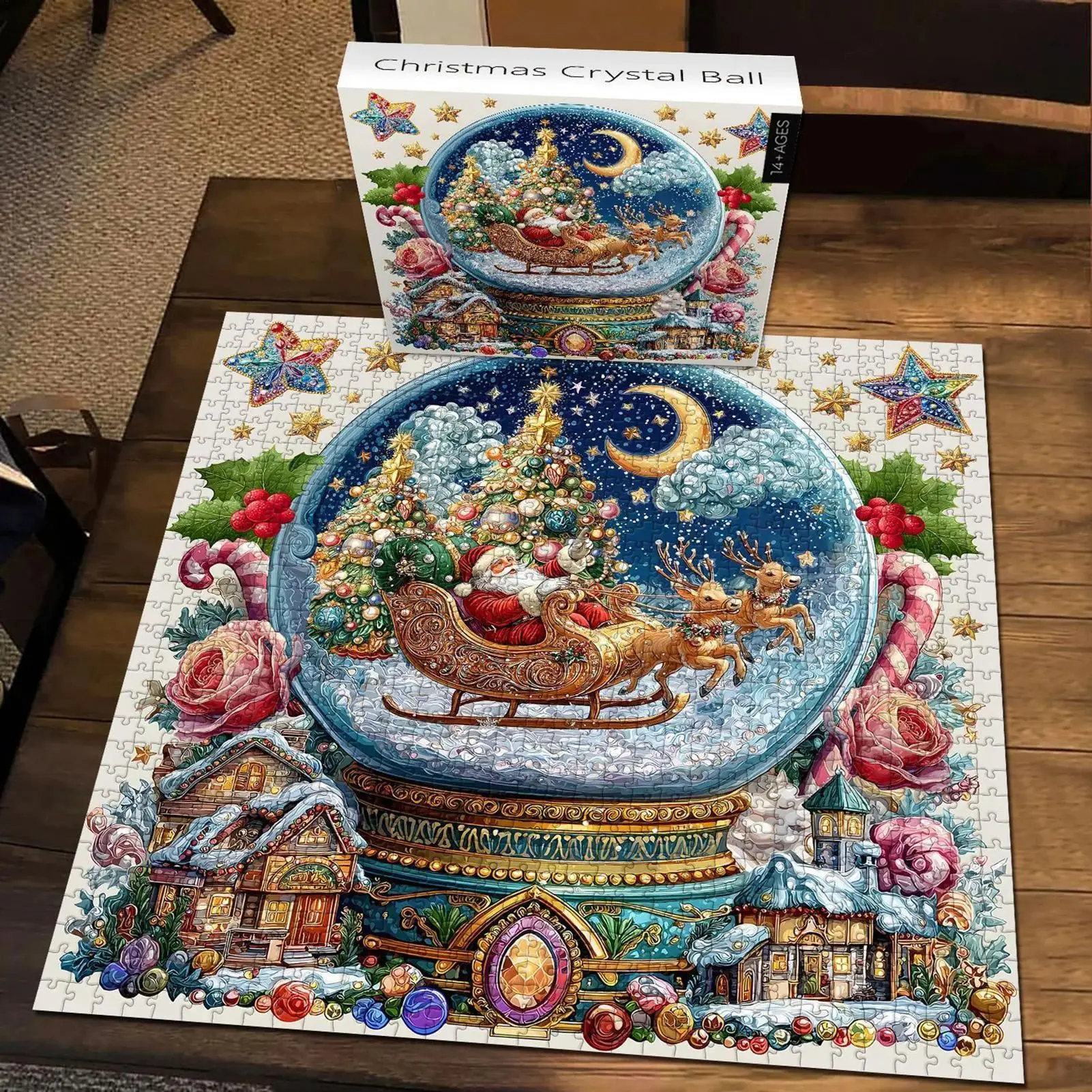 Weihnachten Schneekugel Puzzle Winter Szene Kristallkugel Dekor Bunte festliche Aktivitäten Schlafzimmer Kamin Familie Wohnkultur