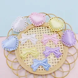 100Pcs Satin Fabric Heart Bow Padded Appliques Sew on Patches Clothes Hats Hairpin Ornament Accessories DIY Craft Embarrassment