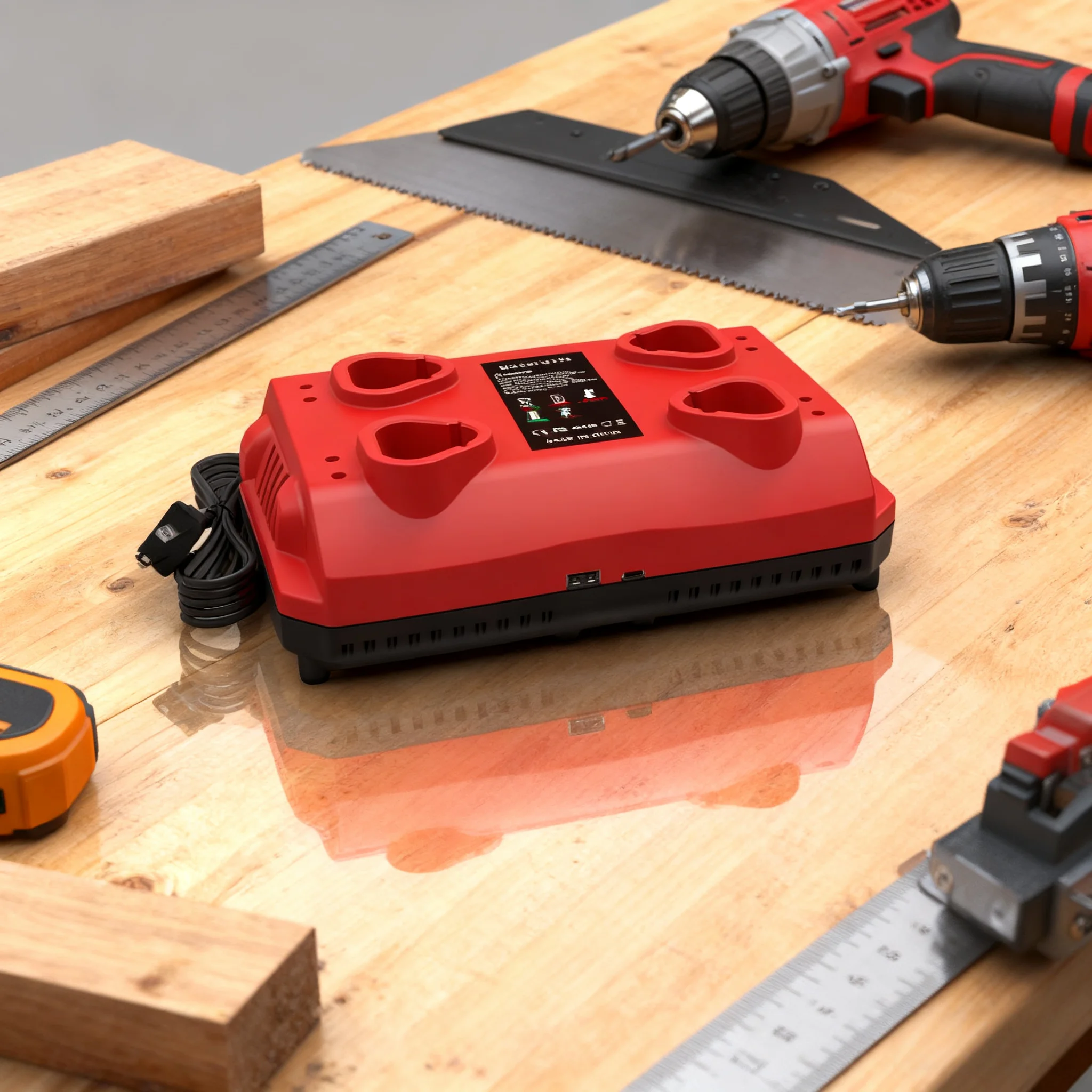 VICTPOWER 4 Bay Charger for Milwaukee M12 12V Lithium Battery 3A Quick Charge with USB C Type-C Ports Multi Battery