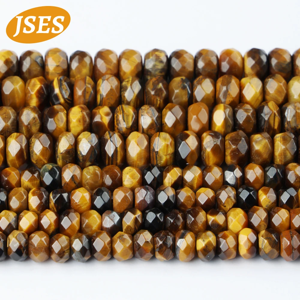 

Natural Yellow Tiger Eye Faceted Rondelle Space Loose Stone Beads for Jewelry Making Bracelet Necklace DIY Bracelet Accessories