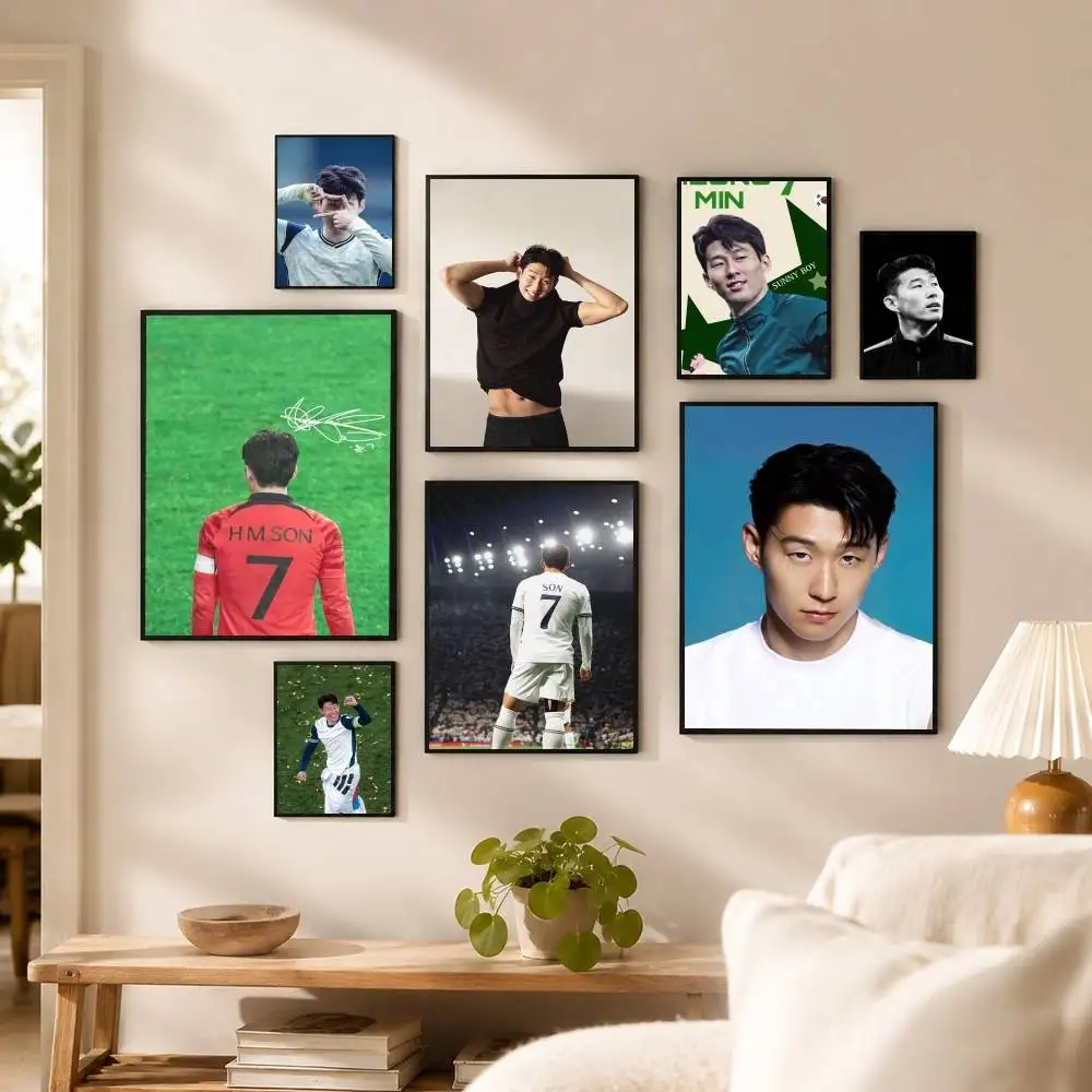 Korea football star S-Son Heung-min Poster Waterproof Wall Art Sticker For Bar Living Room Vintage Decor High Quality Print Gift