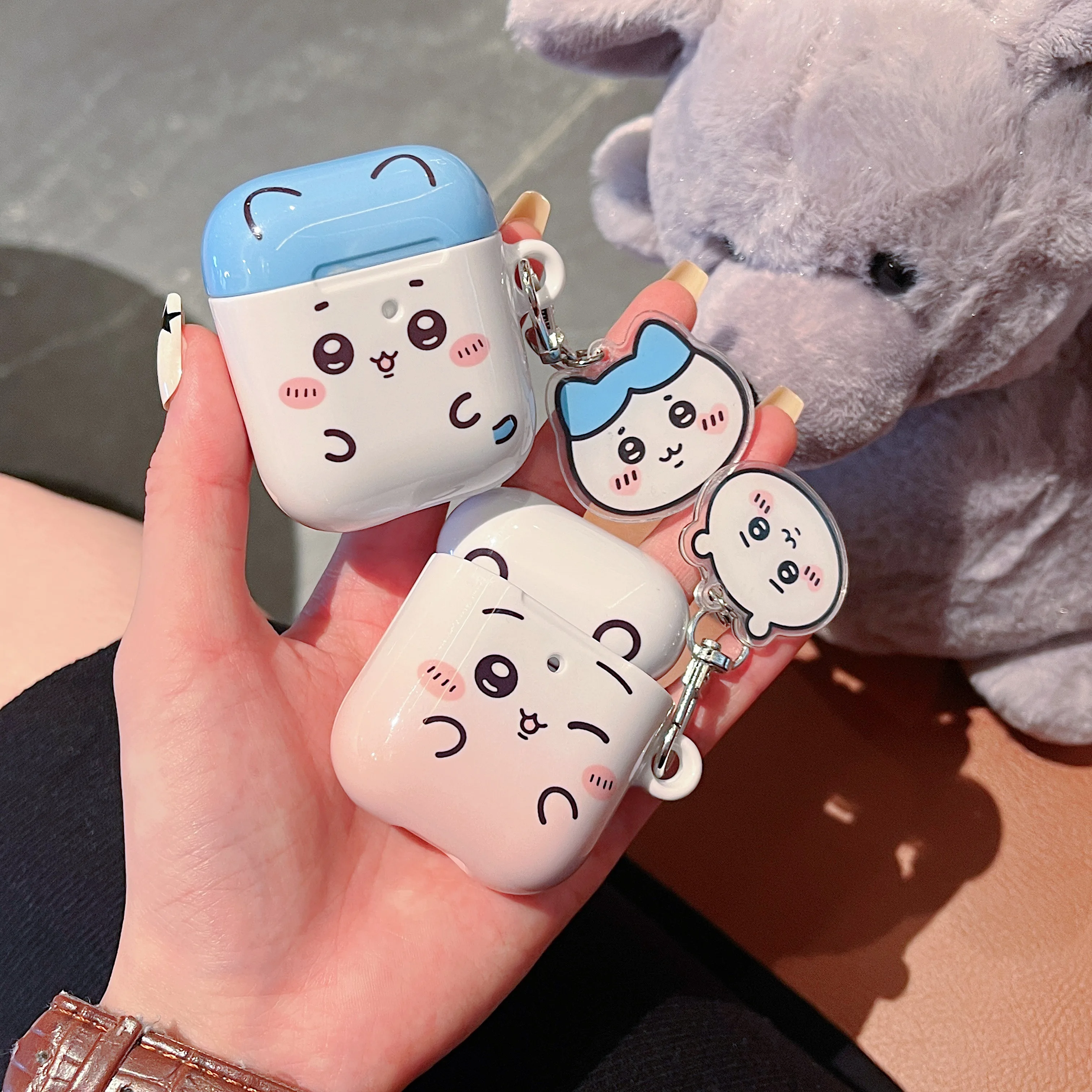 Kawaii Chiikawa Usagi Cartoon Character Headphone Case, Anti-fall Bluetooth Charging Box, Airpods 4, 1, 2, 3, Pro, Pro2