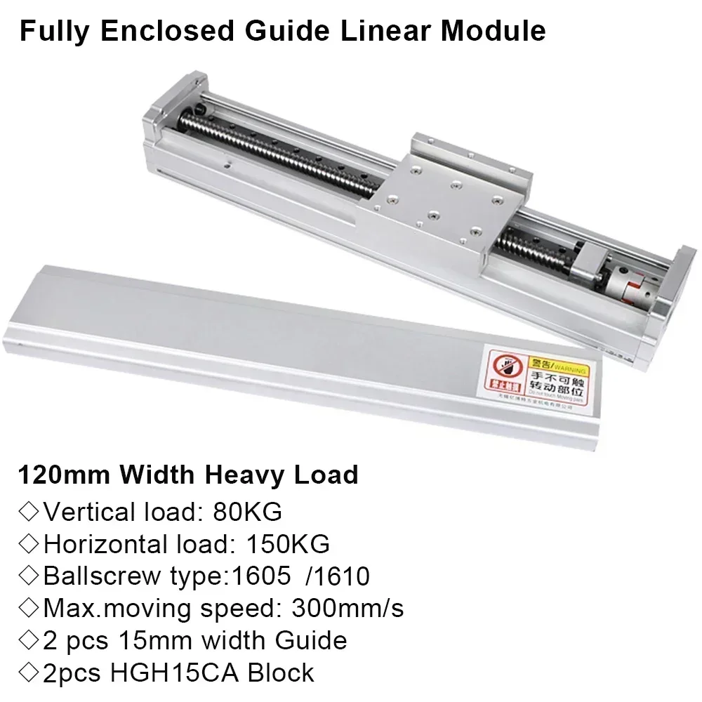 20mm Ball Screw Sliding Table Heavy Duty Fully Enclosed Motorized Linear Guide Rail Table XYZ SFU1605/SFU1610 2*HGH15CA HGH15CA