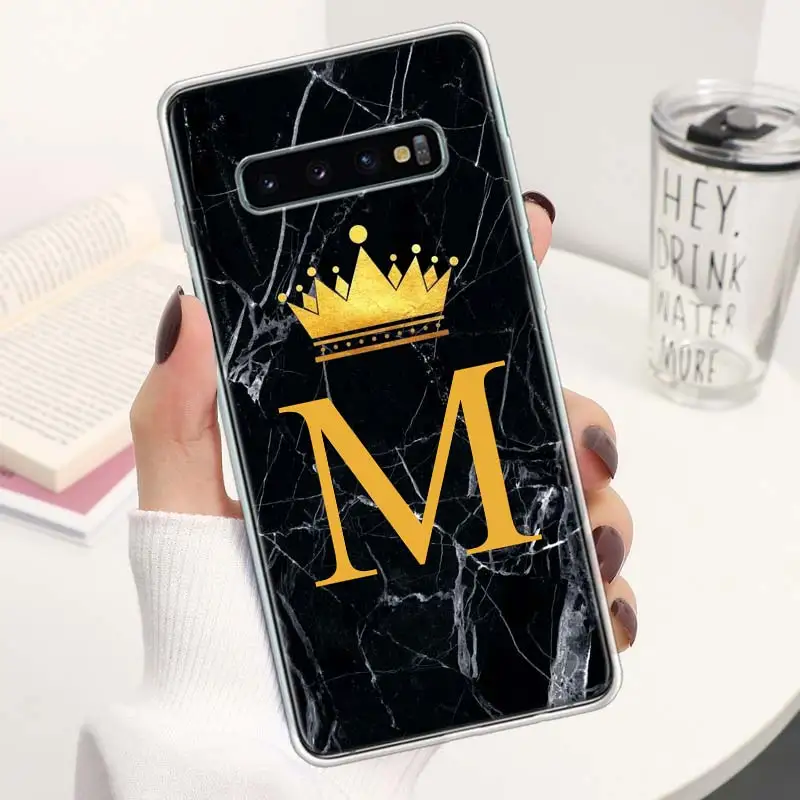 26 Letter Crown Custom M Coque Phone Case For Samsung Galaxy Note 20 Ultra 10 Plus 9 8 M12 M21 M30S M31 M32 M51 M52 J4 J6 + J8 C