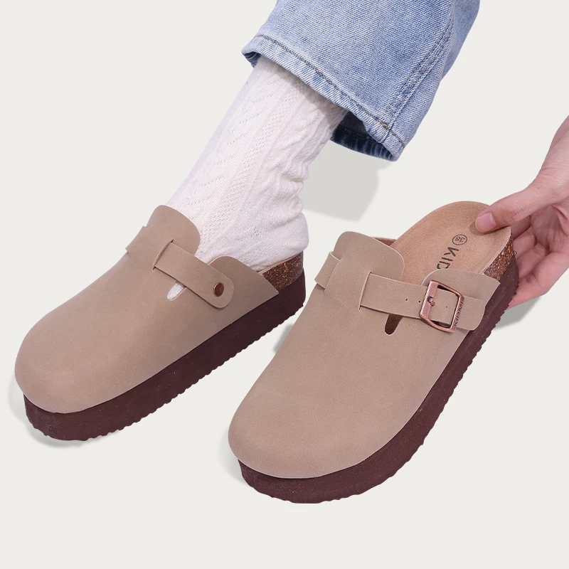 Pallene Mules Soft Sole Slippers For Women And Men Spring Summer Flat Shoes Clogs Suede Slippers Cork Antislip House Sandals