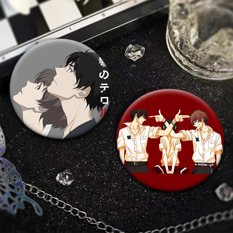 Anime Terror in Resonance Badge NINE TWELVE FIVE Cartoon Lapel Pins Round Display Brooches for Backpack Accessorie Jewelry Gifts