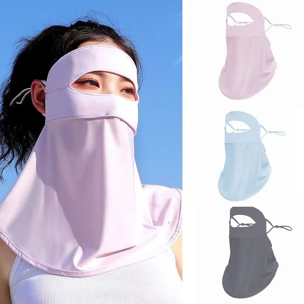 Velo protector solar de cara completa para verano, cubierta facial de seda de hielo transpirable Anti UV para exteriores UPF 50+, cubierta envolvente para el cuello para ciclismo