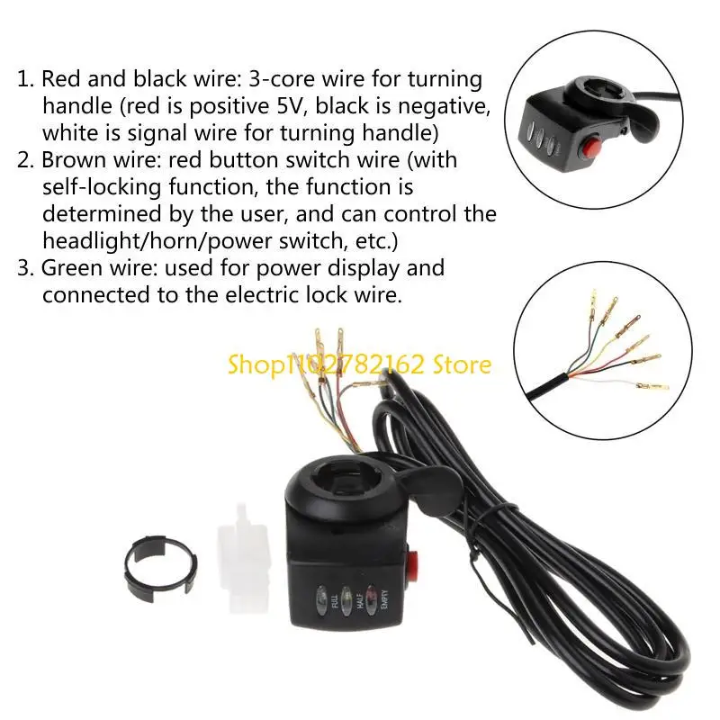 

547B Electric Quantity Display E-Bike Thumb Throttle Handle Bar Grip Speed Controller