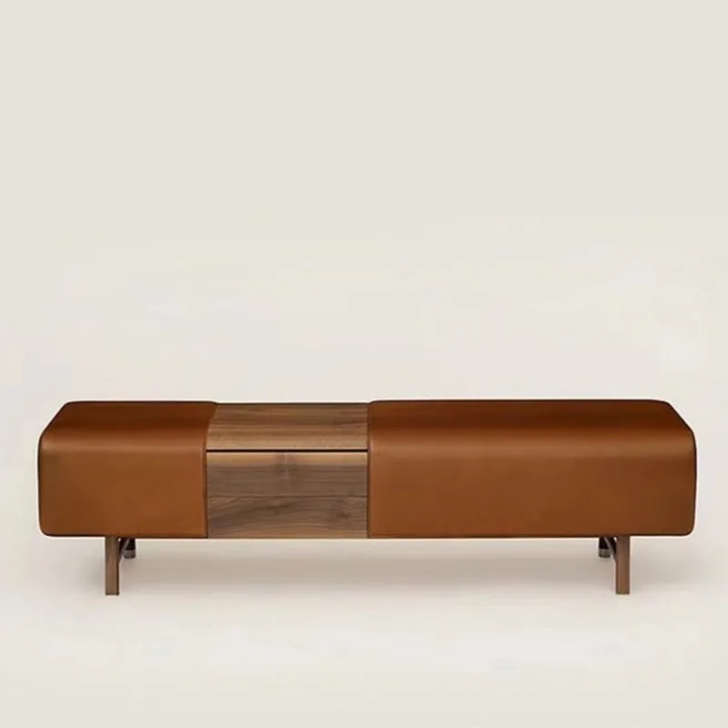 Italian light luxury solid wood fabric bedside stool shopping mall shoe changing stool Nordic simplicity