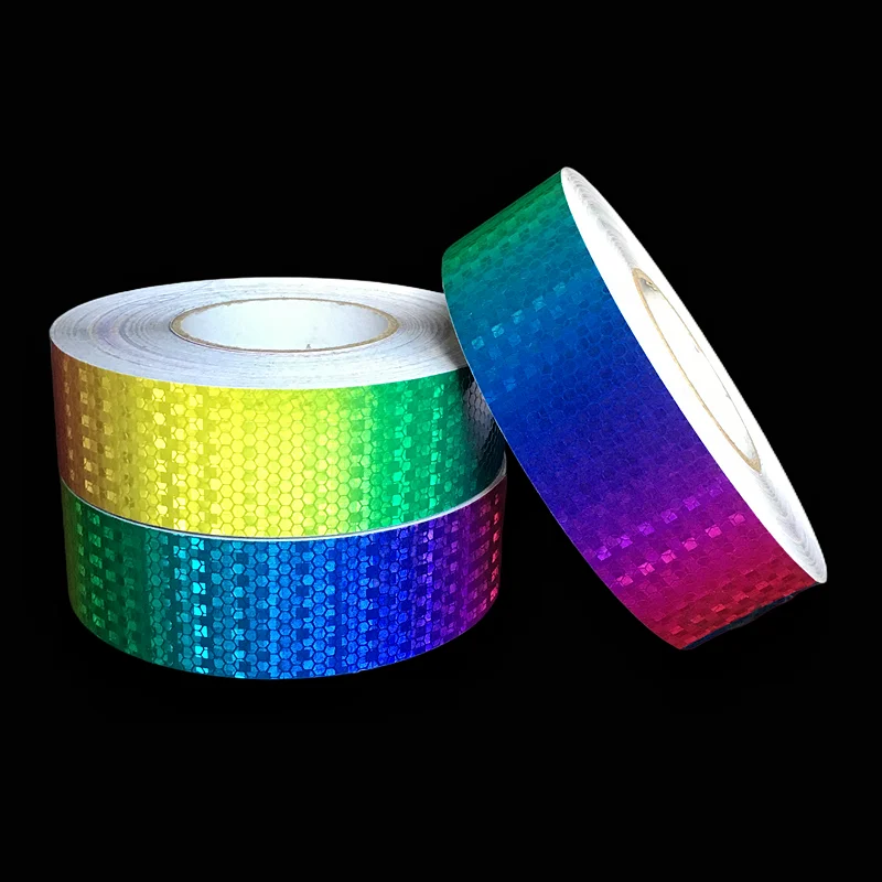 Colorful Gradient Reflective Strips for Motorcycle, Bicycle Body Decoration, Night Anti-collision Warning Stickers, 5cm