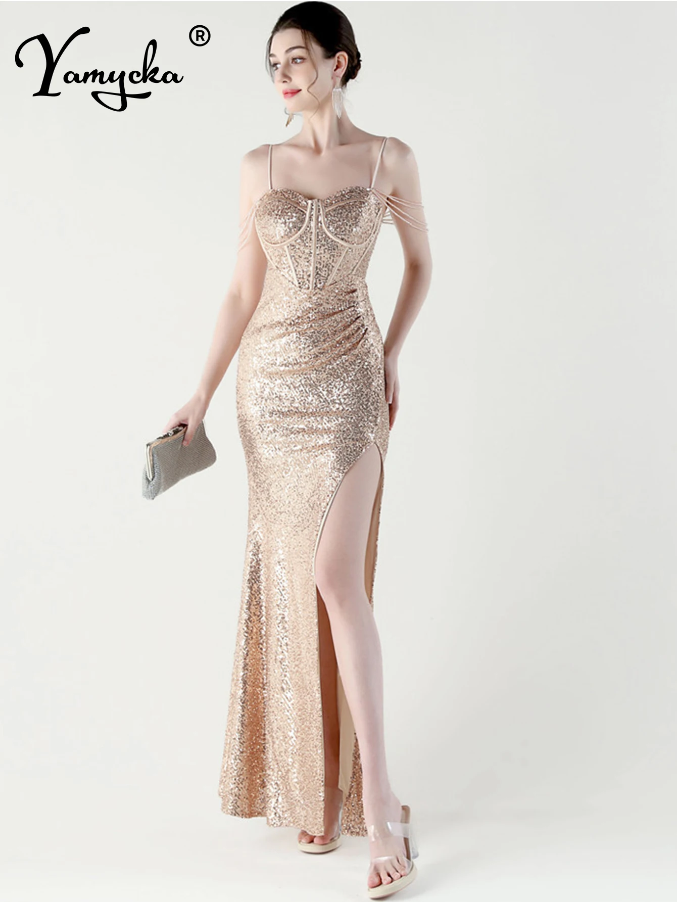 Sexy backless black sequin summer dress women elegant evening party dresses woman luxury rhinestone prom long dresses vestidos