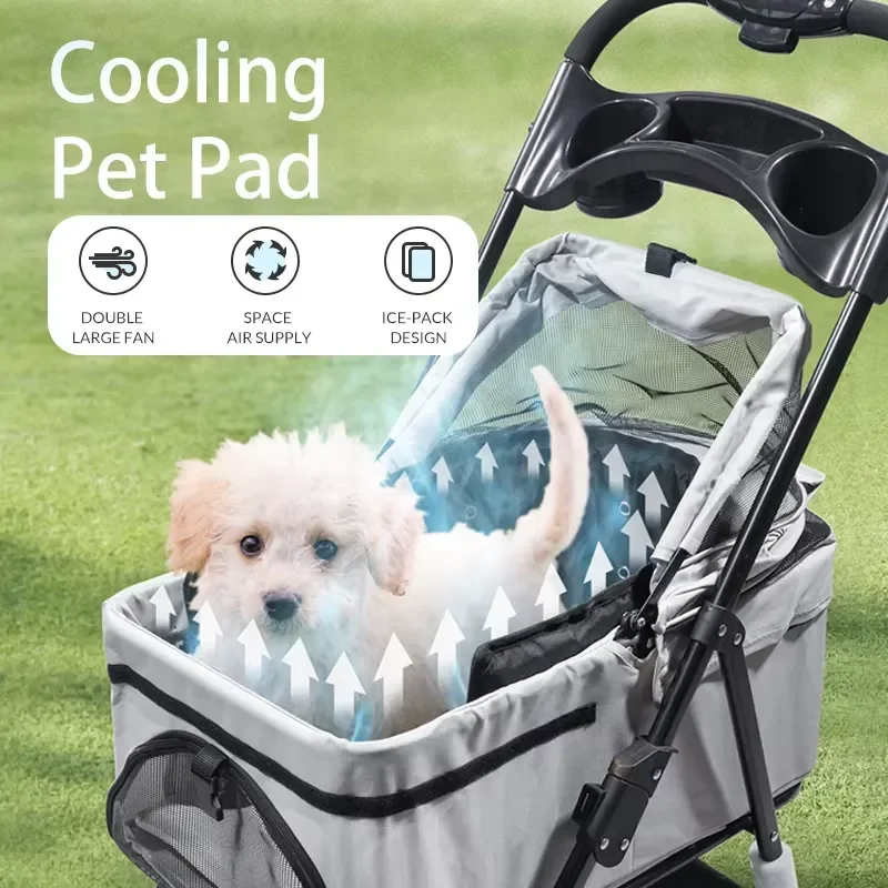 Cooling Pet Pad with Double Large Fan Timer Setting 3 Wind Speed Smart Switch for Dogs Pets
