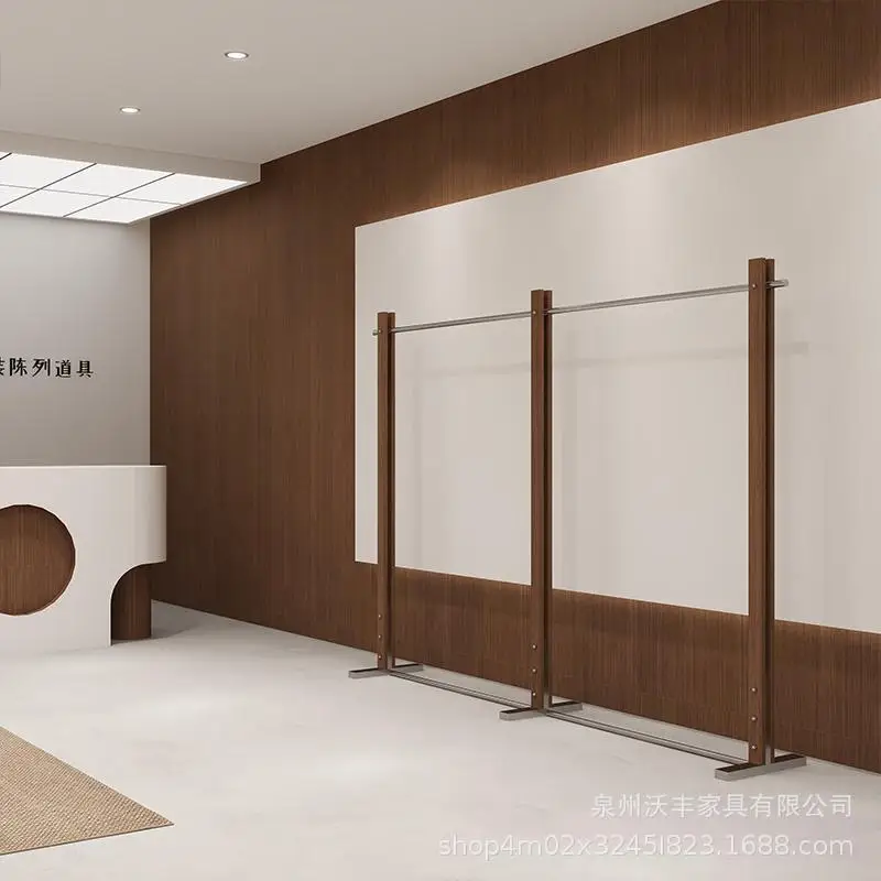 

Clothing Store Display Rack Stainless Steel Women's Clothing Store Floor Display Rack Middle Antique