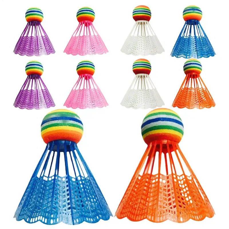 

10 нейлоновых игровых комплектов для бадминтона, нейлоновый Радужный бадминтон, яркие цвета, спортивные аксессуары для детской площадки, домашнего спортзала, балкона и сада