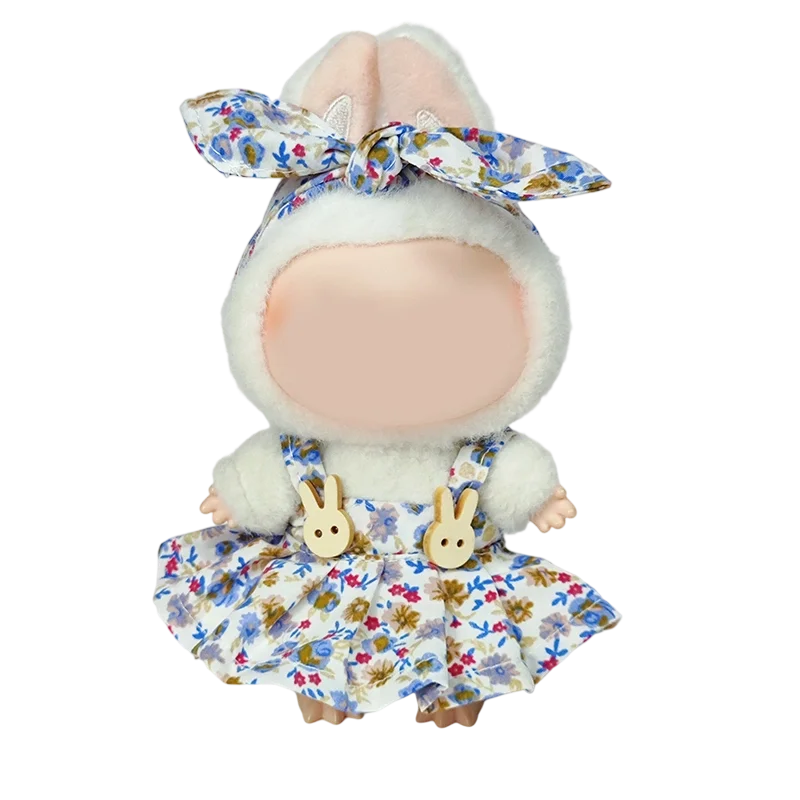 Vêtements de poupée Labubu de 17cm, accessoires, robe florale douce avec bandeau, poupées en peluche, changement de vêtements, cadeaux, jouets de jeu de simulation