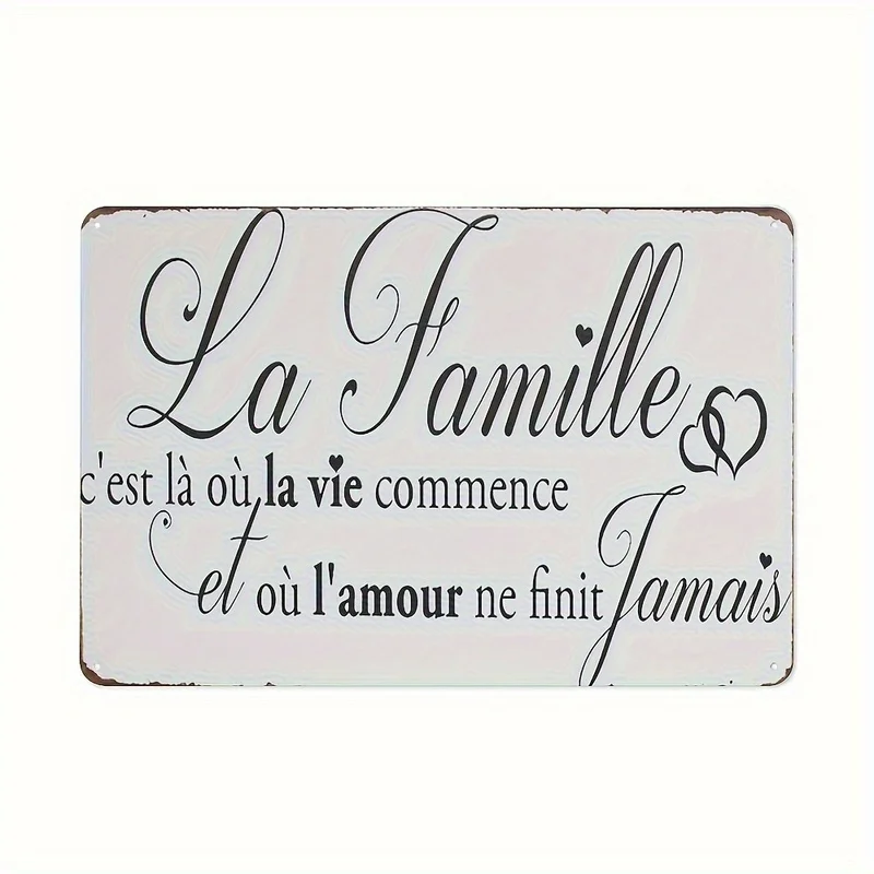 1Pc Elegant French Love Quote Metal Tin Sign 