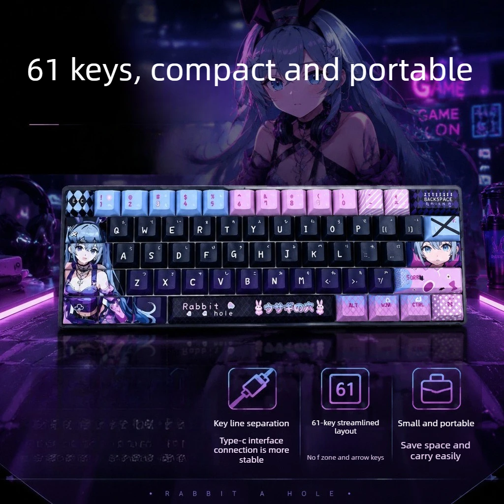 Keyboards Gaming 61-Key Wired Mixed Light Mechanical Keyboard 60% PC Gaming Accessories Teclado Mecánico Teclados gamer Tastatur