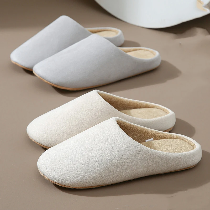 Crestar Winter Fur Women Slippers New Soft Short Plush Home Slippers Indoor Non-slip Silent Flat Cotton Shoes Warm Fuzzy Slides