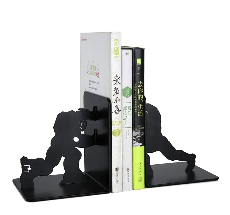 

2 Pcs/Set Superhero Bookend Figurines Metal Bookshelf Decor Desktop Ornament Office Desktop Accessories Art Decoration Crafts