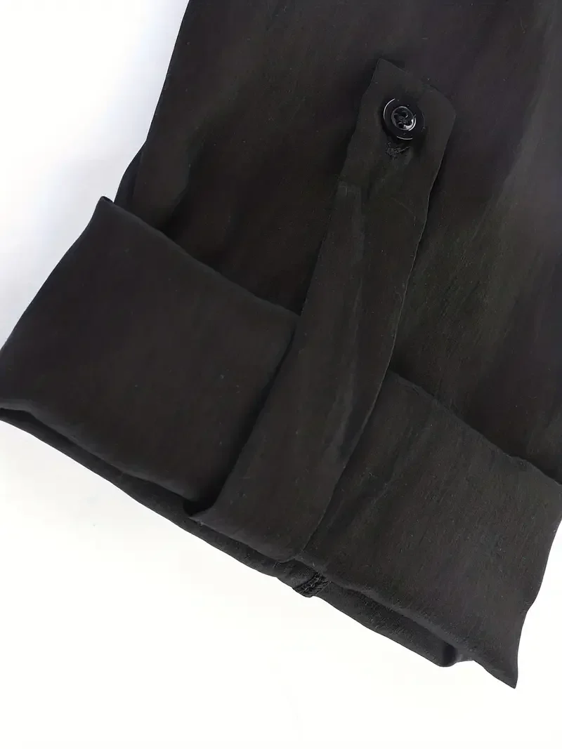 Plus Size 1XL-5XL Women's Casual V-Neck Solid Color Shirt Ladies Pockets Fashion Lapel Collar Blouse Shirt image 4