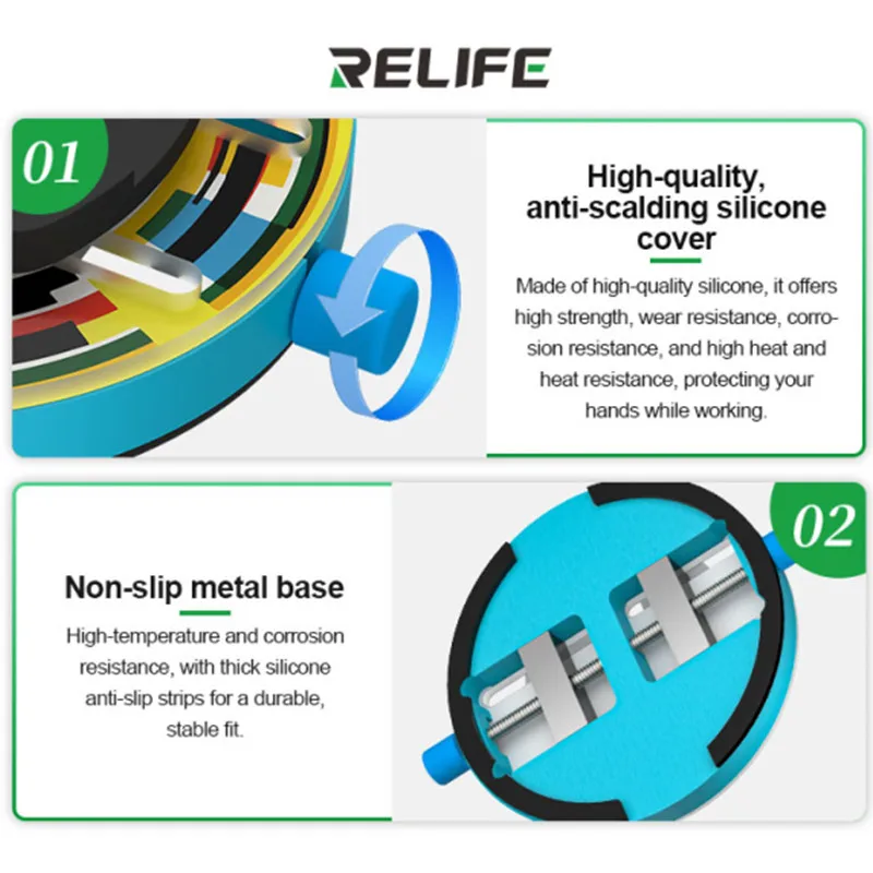 RELILFE RL-601Q 휴대폰 태블릿 시계 마더보드 CPU IC 칩 클램핑 지그용 강화 절연 유리 고정 장치