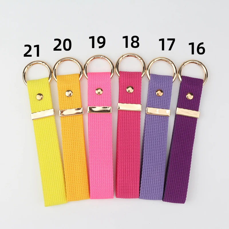 3X17CM Korea Webbing Strap Keyring Blank Keychain Lanyard For Car Motorcycle Keys Holder Metal Key Ring Baggage Tag Key Chains