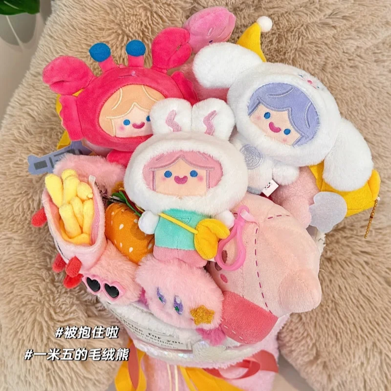 

Виниловая кукла Happy Fluffy Cell Rico серии Kawaii, кулон, слепая коробка, набор из 6 милых сумок, декоративная игрушка, идеальный прекрасный подарок