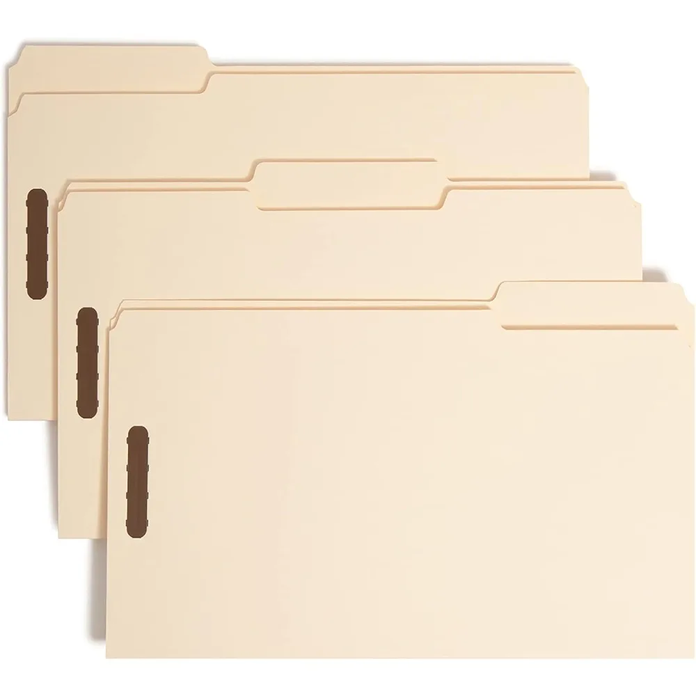 Carpeta de archivos con cierre resistente Smead, 2 sujetadores, pestaña de 1/3 cortes, tamaño legal, Manila, 50 por caja (19600)