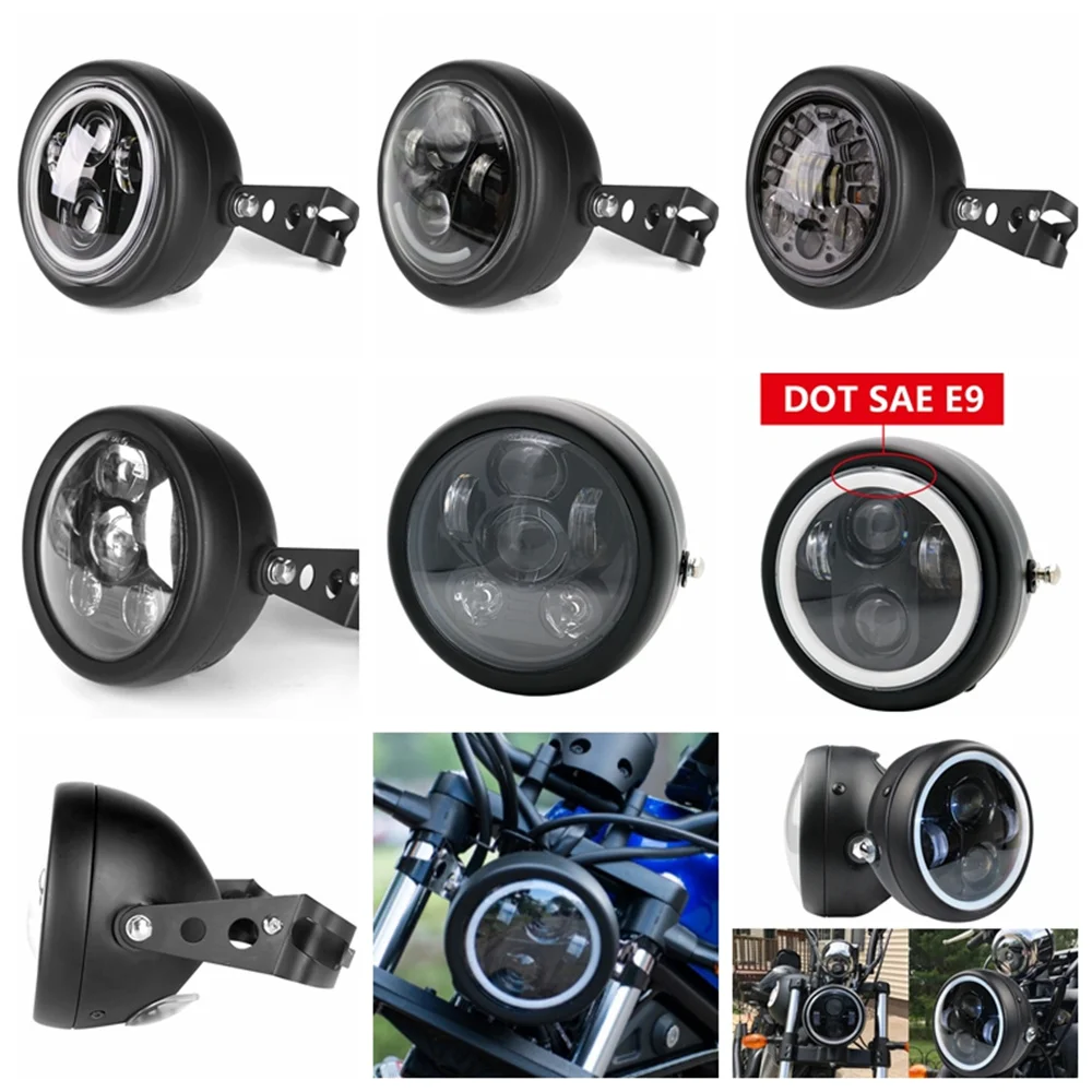 Faro Led Universal para motocicleta de 5,75 pulgadas, faro redondo de 6,5 "para Harley Sportster Cafe Racer Honda Yamaha Suzuki personalizado