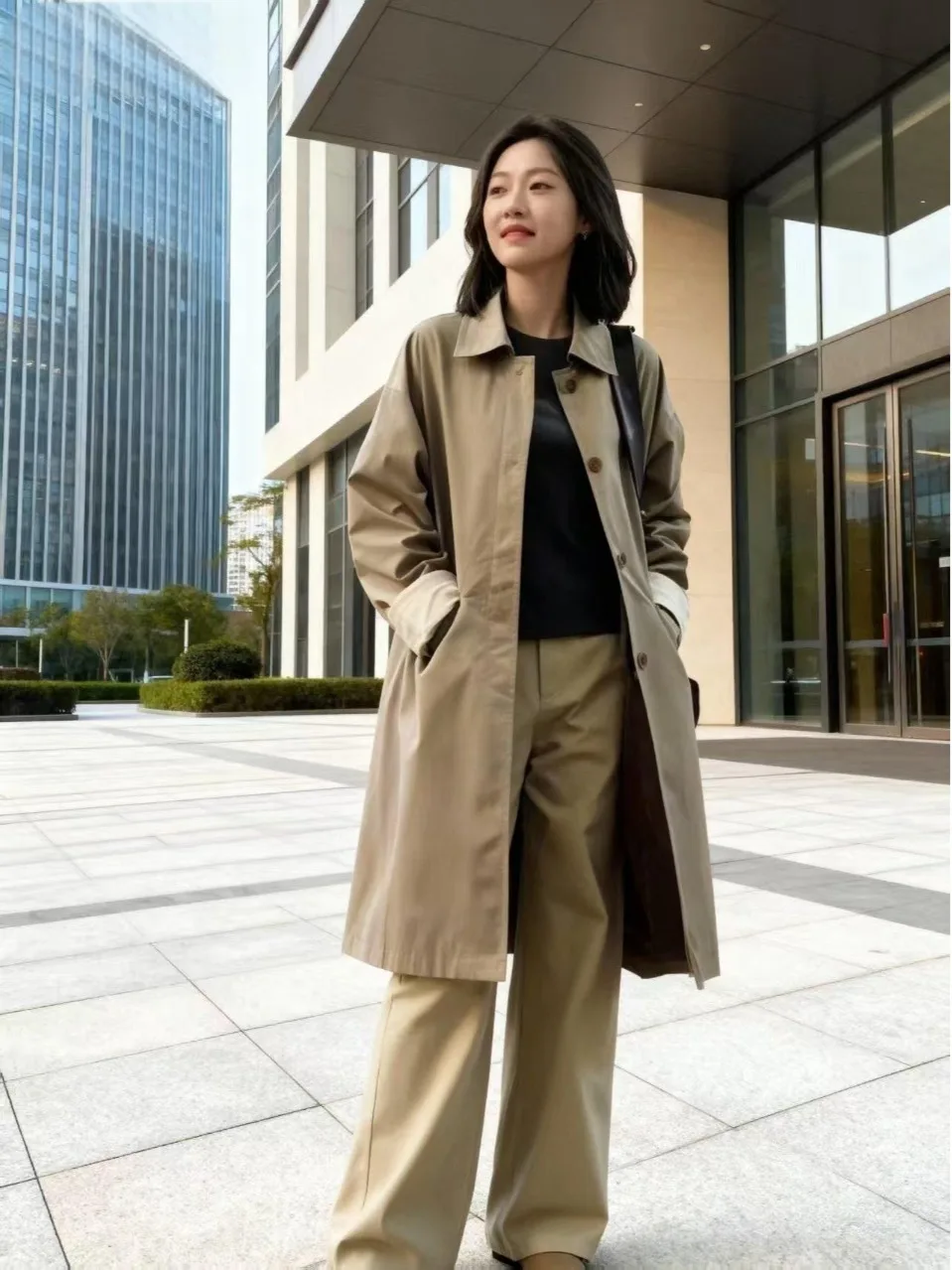 Jaet – manteau d'extérieur polyvalent pour femmes, couleur kaki, ample, décontracté, saison printemps-automne 2025, amincissant, moyen et Long