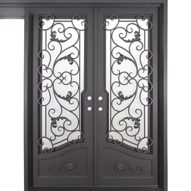 Foshan Factory Wrought Iron Entrance Door for House Courtyard Elegant Durable