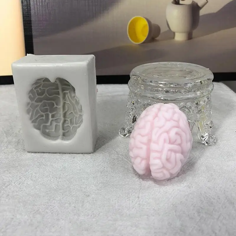 Silicone Brain Mold For Food Mould For Halloween Human Brain Candle Drop Model Cheese Chocolate Candy Cake Bake And Soap