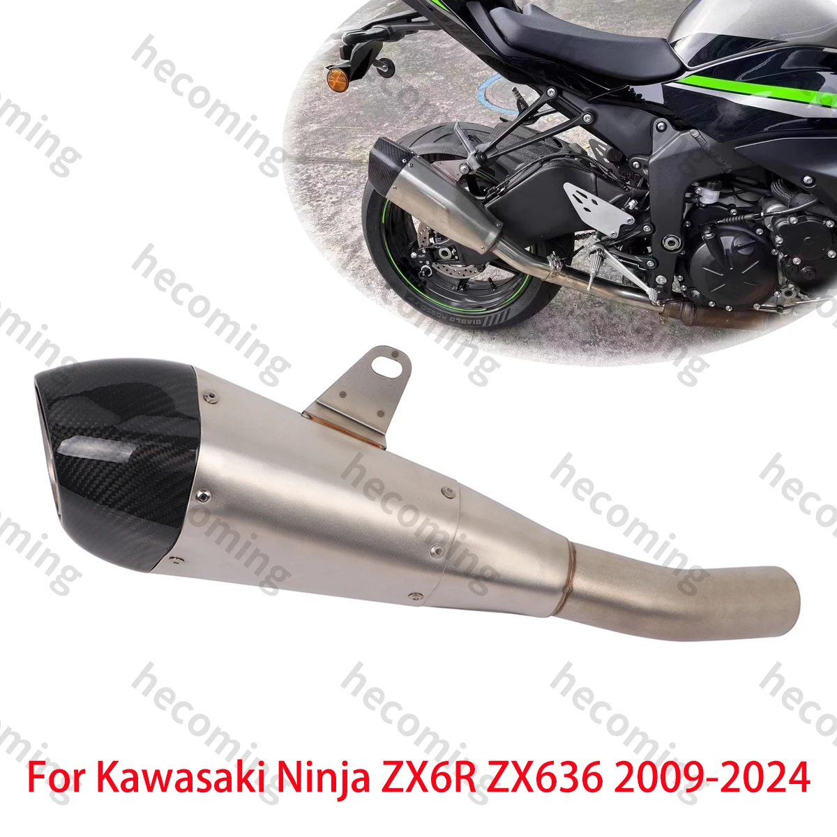 

ZX6R Exhaust Slip-On Pipe System For Kawasaki Ninja ZX6R ZX-6R 636 2009-2024 Motorcycle Muffler Header Link Mid Pipe