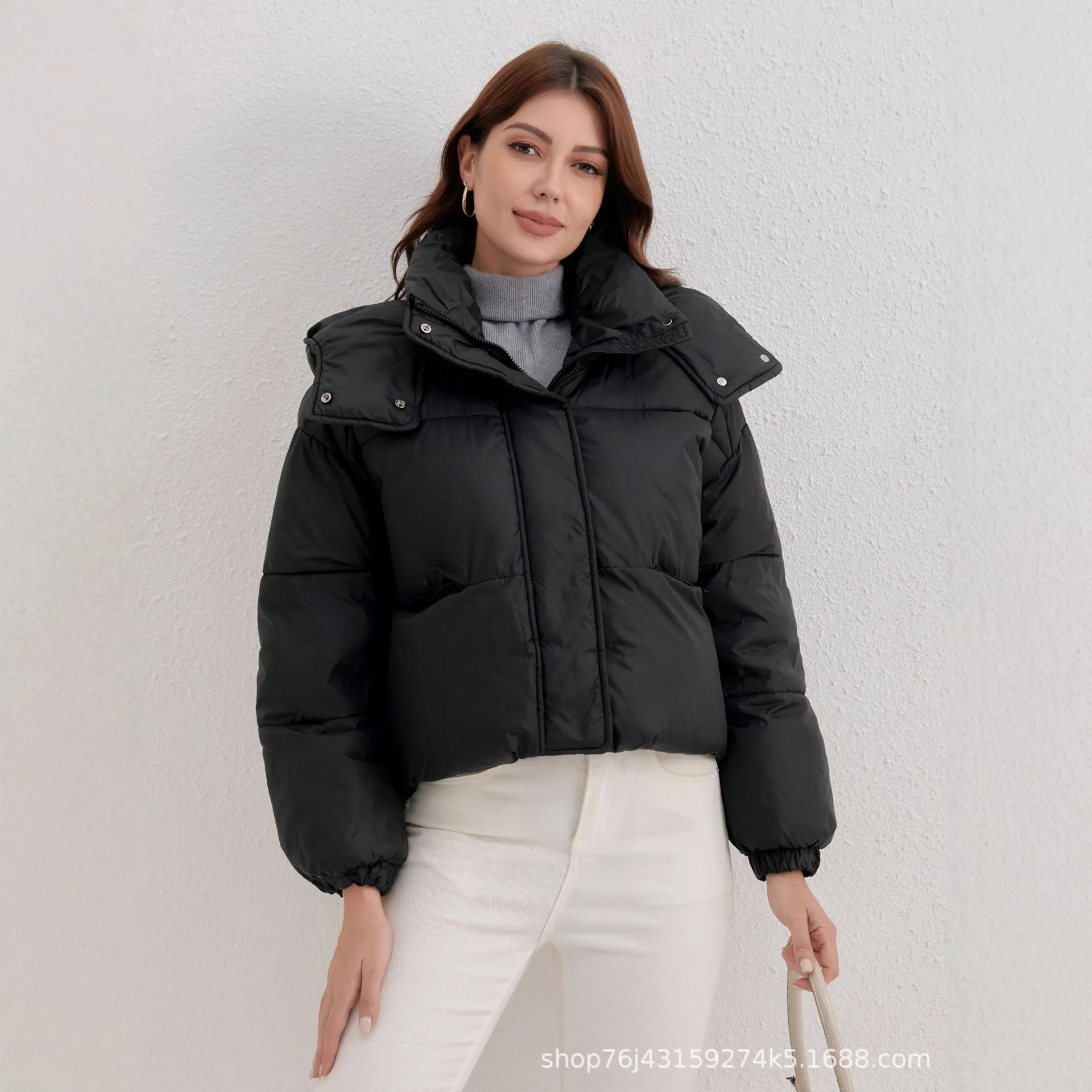 

Winter Jacket Women Solid Color Warm Cotton Clothes Women's Lapel Button Hooded New Jacket Woman Jackets 2025 Chaqueta Acolchada