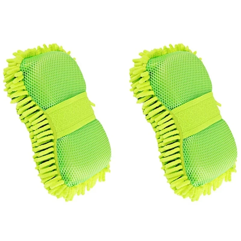 Esponja de microfibra para lavagem de carros, esponja verde para cuidados com o veículo, escova de lavagem, almofada para lavagem, toalha de lavagem, 