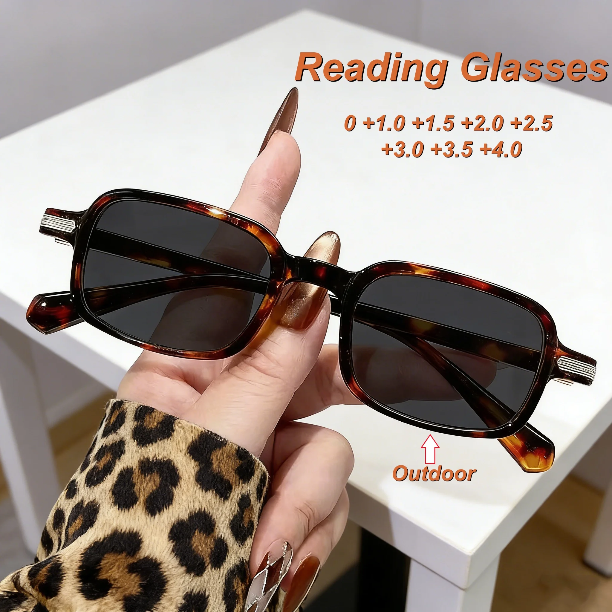 

2026 New Outdoor Personalized Square Small Frame Women's Reading Glasses Ultra Light Neutral High Quality Sunscreen Glasses