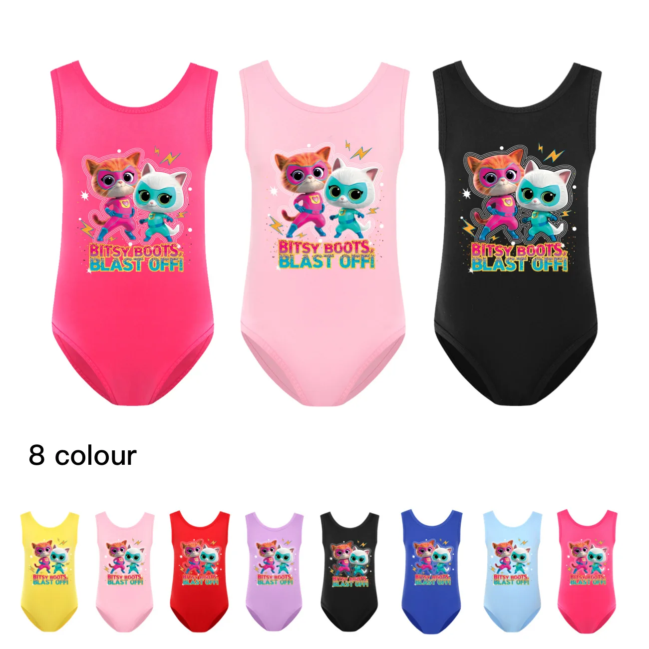 Game Superkitties Clothes Girls Swimsuit Kids Cute Swimwear Child Lovely Sport Beach Wear Summer Backless BathSuit