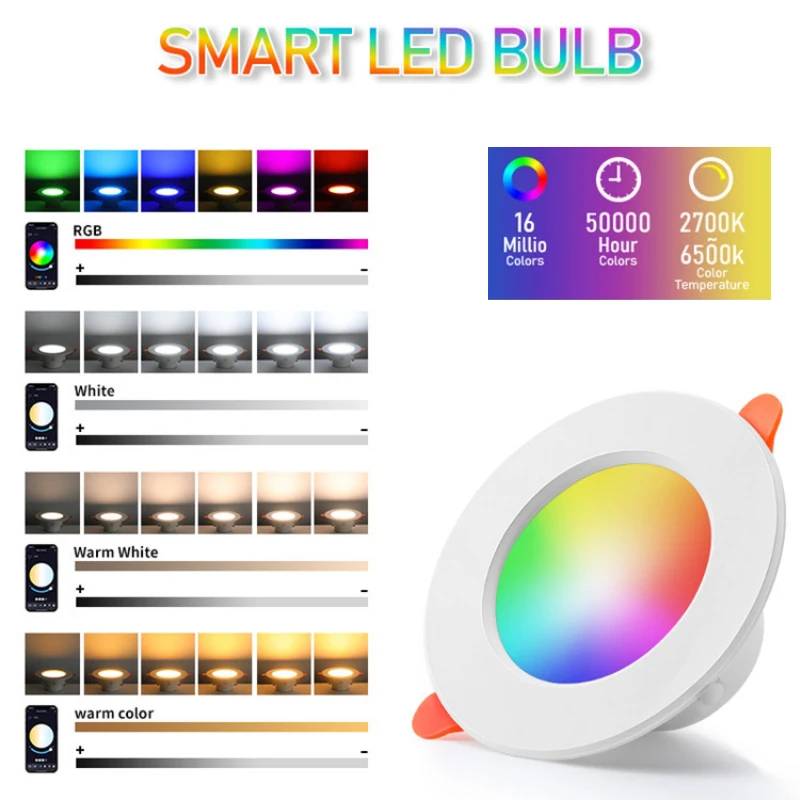 MANVIV oprawy LED typu Downlight lampa sufitowa Bluetooth 10W LED światło punktowe AC90V-240V wpuszczane okrągłe światło RGB możliwość